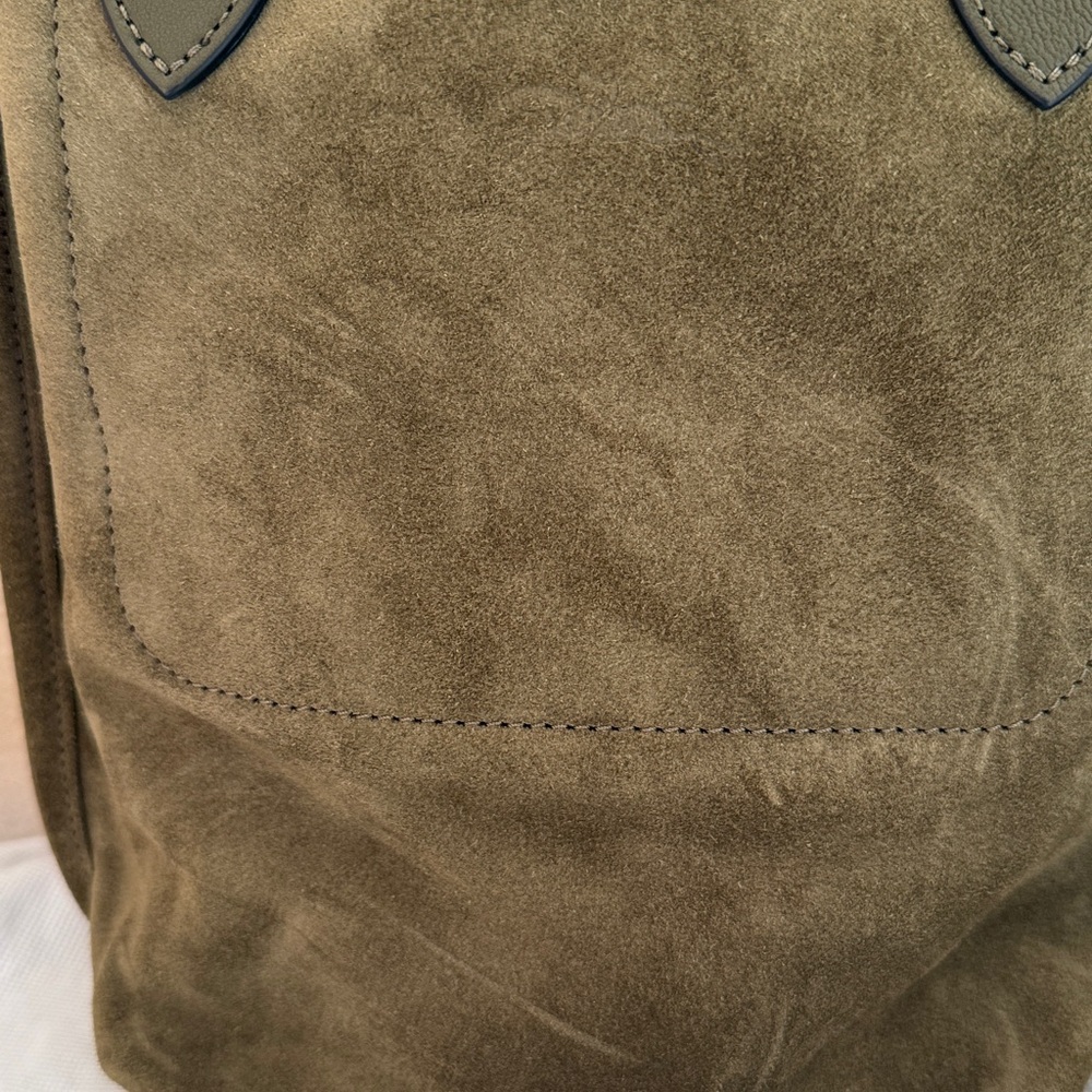 Longchamp Khaki Green Cabas Small Velvet Top Handle Bag - Picture 6 of 13